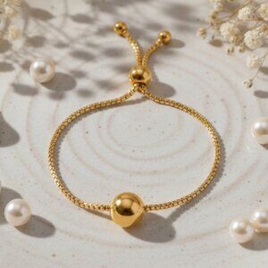 Elegant 18K Gold‎ Plated Beaded Adjustable Bracelet | Minimalist Dainty Chic